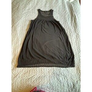 H & M embroidered black mid length tank dress size large